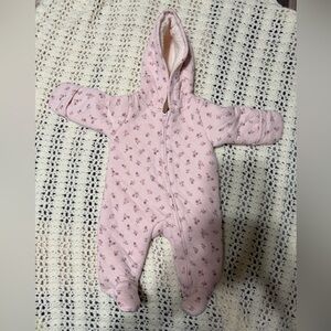 Carter's Light Pink Floral Hooded Baby One-Piece Footie